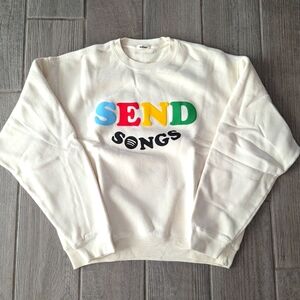 Mad Happy Send Songs Sweatshirt Size M Cream